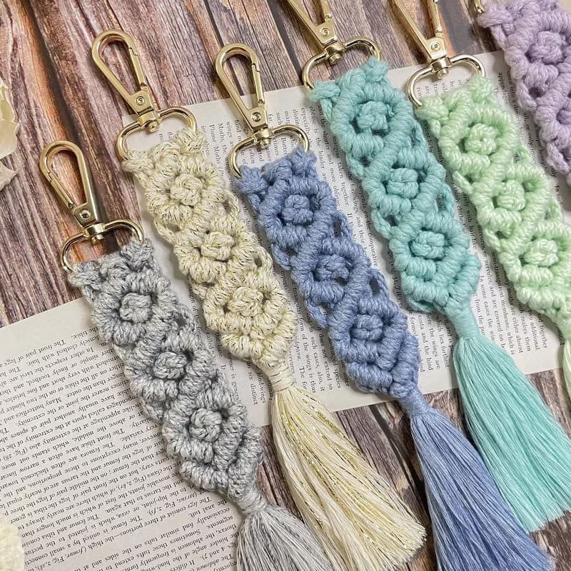 Macrame 編織 流蘇 鑰匙圈 吊飾 多色
