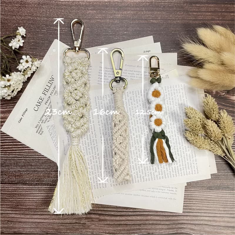 Macrame 編織 流蘇 鑰匙圈 吊飾 多色