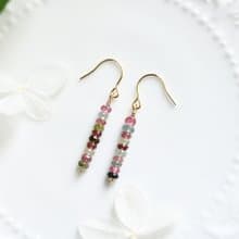 健康の向上をはかる カラフル トルマリンのピアス イヤリング10月誕生石