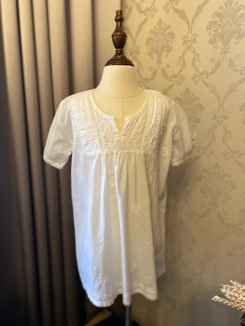 歐風小花蕾絲刺繡女童古著上衣