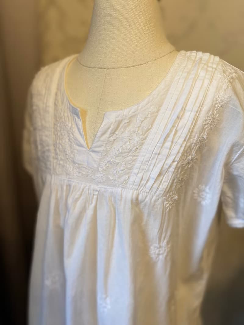 歐風小花蕾絲刺繡女童古著上衣