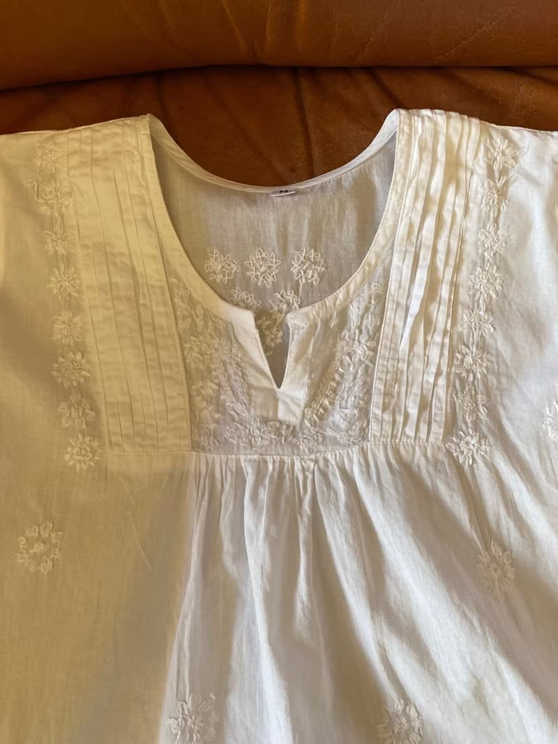 歐風小花蕾絲刺繡女童古著上衣