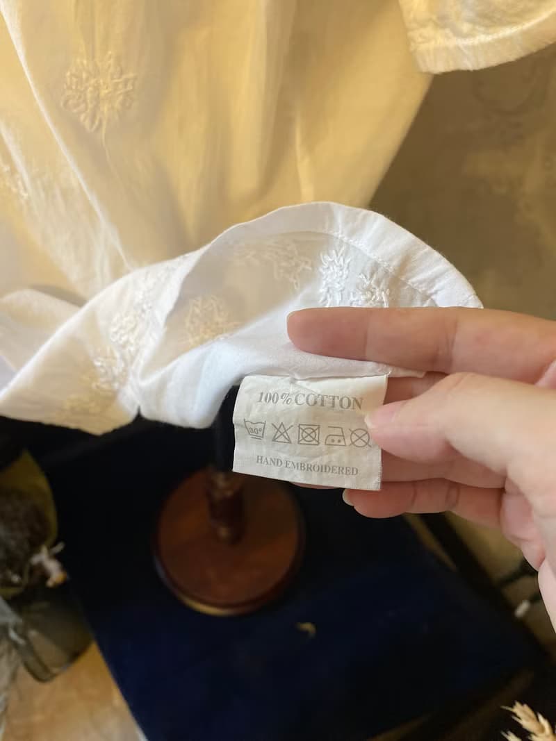 歐風小花蕾絲刺繡女童古著上衣