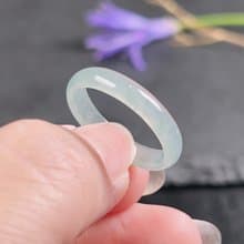 【求‧緣】冰藍水翡翠戒指戒圈 | 國際16圍 | 天然翡翠A貨 | 送禮
