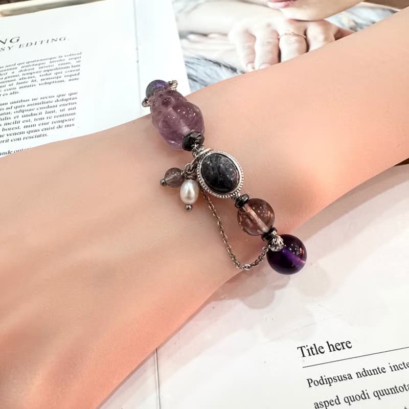 招財迎貴人紫色水晶 紫超七 紫水晶 紫龍晶 堇青石 拉長石 閃