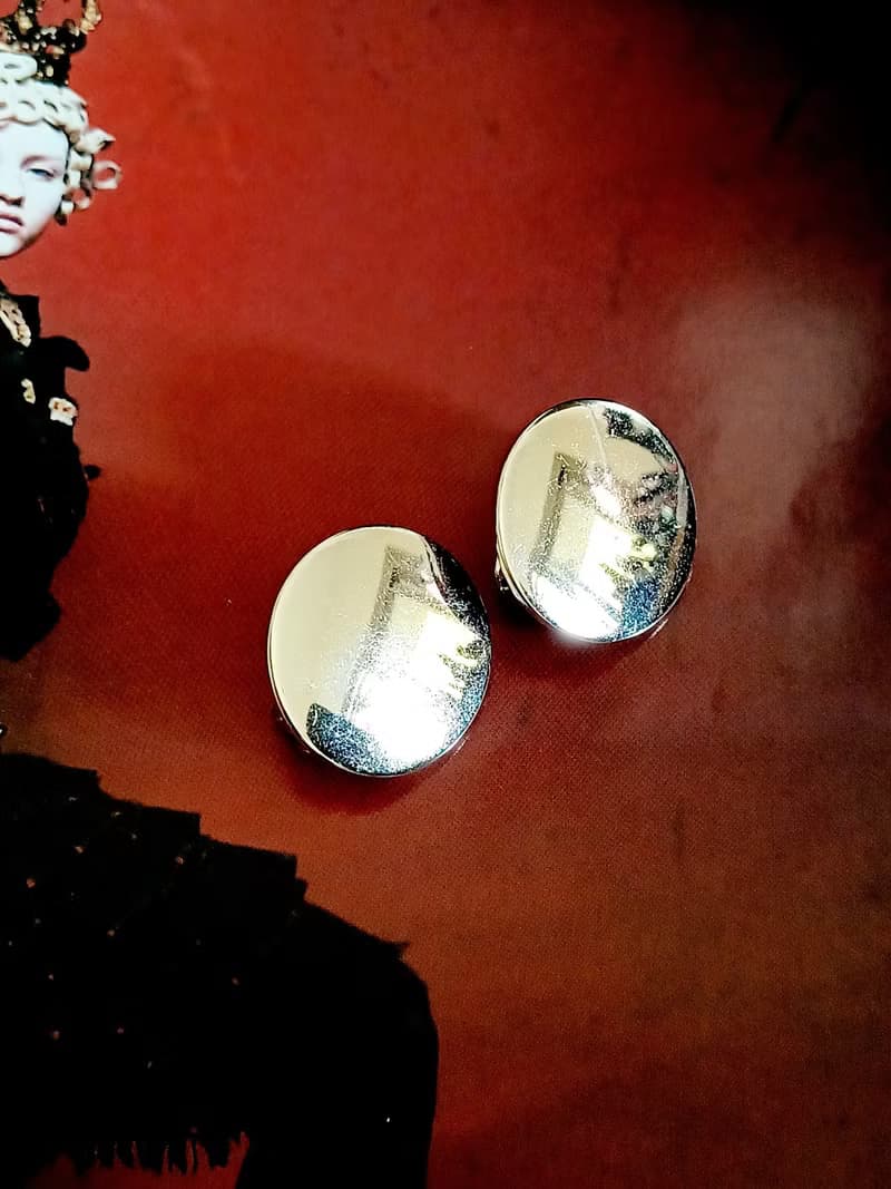 vintage jewelry  古董極簡亮銀夾式耳環