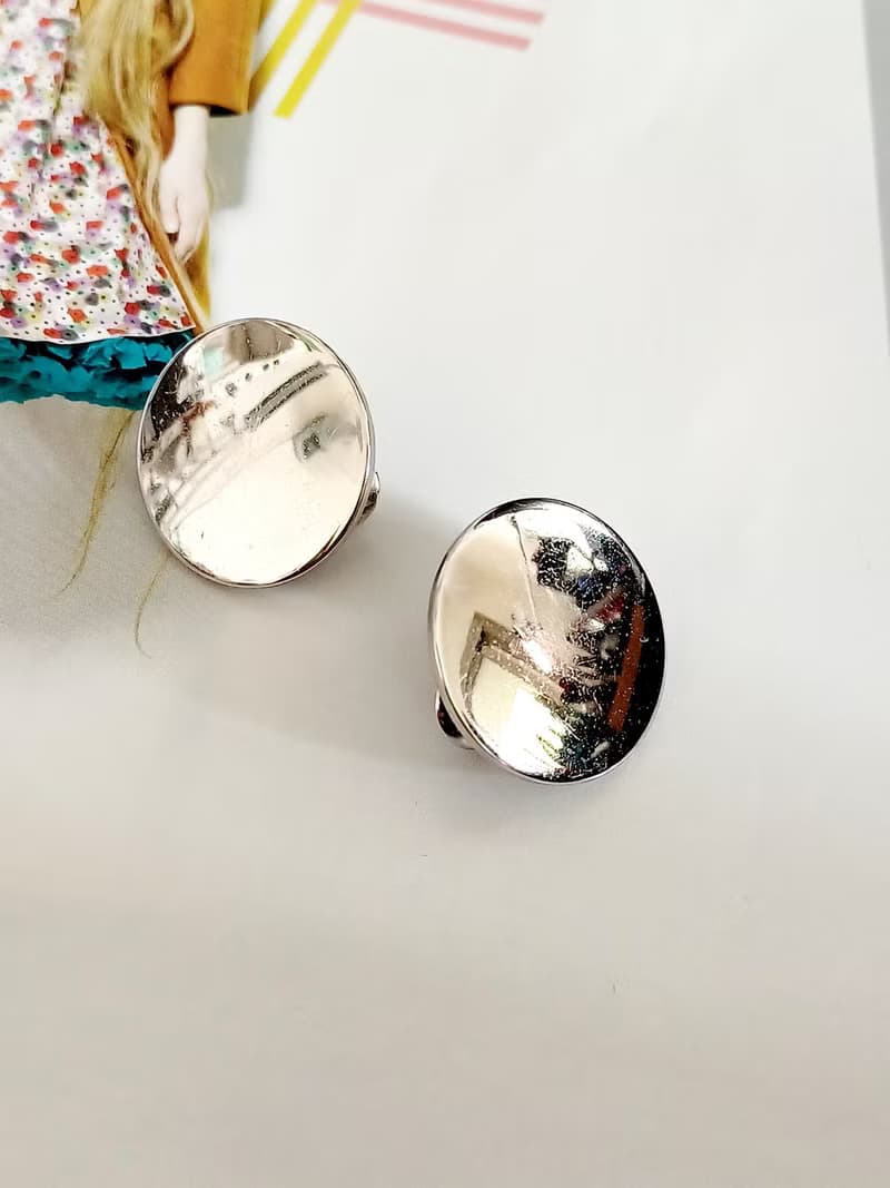 vintage jewelry  古董極簡亮銀夾式耳環