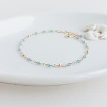 瑞士藍托帕石 + 小金球 x 14KGF手鍊 • 點點星河系列