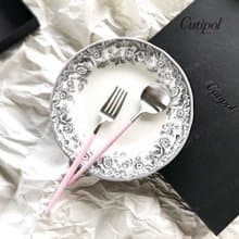 葡萄牙Cutipol GOA系列粉紅柄點心叉匙二件組