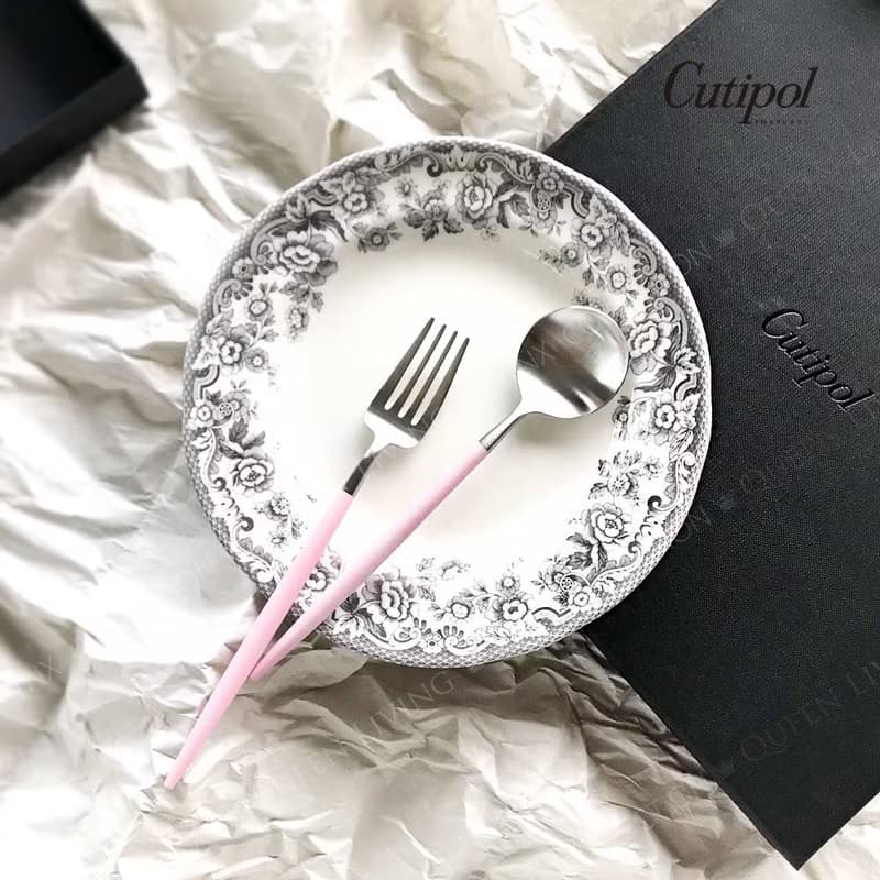 葡萄牙Cutipol GOA系列粉紅柄點心叉匙二件組