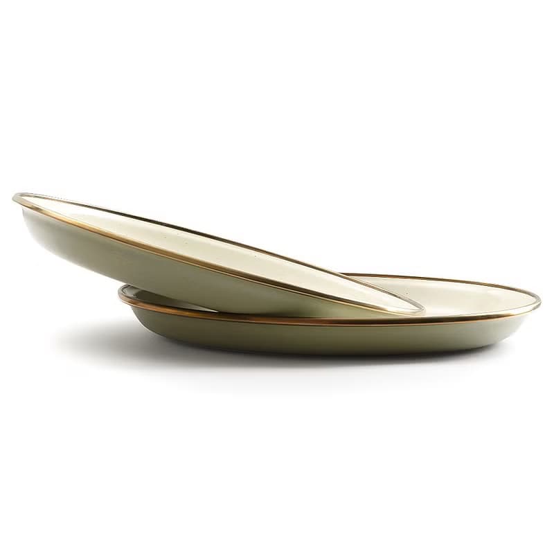 【兩入一組】Barebones CKW-1028 雙色琺瑯沙拉盤組 / 黃褐綠