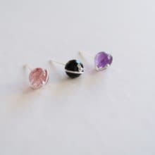 925純銀 星球 黑瑪瑙 角面 耳環 或 耳夾 一對 免費送禮包裝