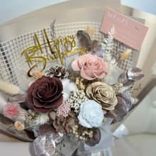 冷霧奶茶金\情人節花束\永生花花束