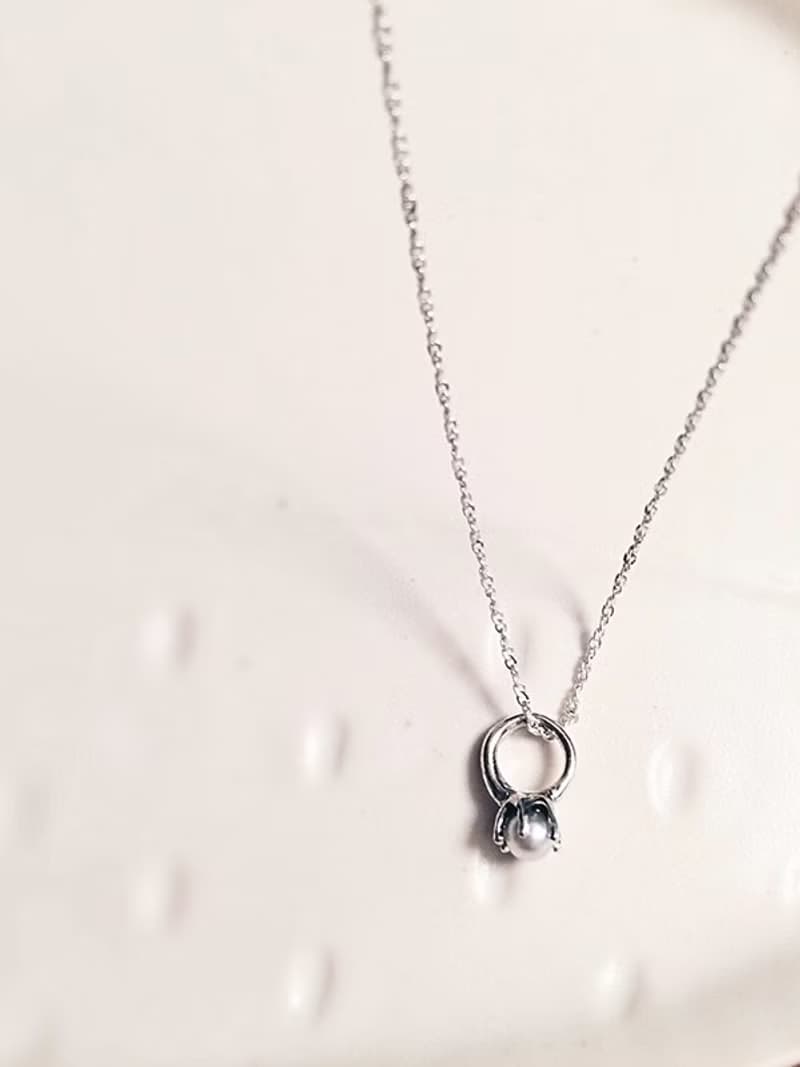Baby ring 給最珍貴的妳 - 氣質小珍珠墜飾項鍊 16寸 925 銀鍊