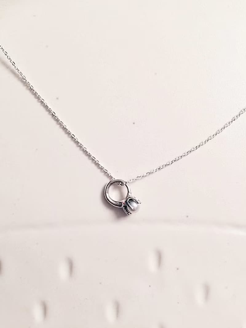 Baby ring 給最珍貴的妳 - 氣質小珍珠墜飾項鍊 16寸 925 銀鍊