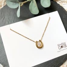 サージカルステンレス　ネックレス　ゴールド　馬蹄　馬蹄項鍊　ホースシュー　ジルコニア　高品質　不鏽鋼項鍊