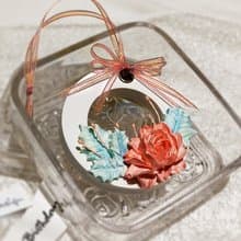 香氛圓 鏤空花圈 蜜桃粉花葉擴香石 (聖誕節 情人禮物 婚禮小物)