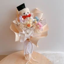美好時光-畢業花束、畢業季、花束、針織花、編織花小熊花束、永