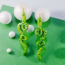 青蛇 長款個性蛇形耳飾 手繪木製