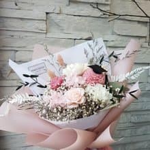 海藏設計│畢業花束。薄霧粉(大型)/情人節花束/乾燥花束