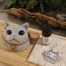 曙MUSE 長毛貓咪頭水泥擴香石擺飾 送精油 送徽章