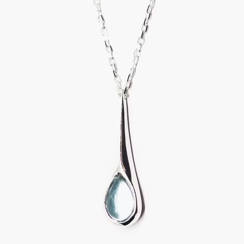 しずくアクアマリンカボションSV925ネックレス【Pio by Parakee】aquamarine necklace