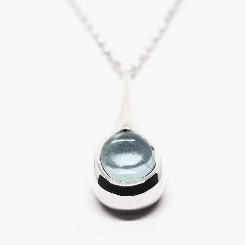 しずくアクアマリンカボションSV925ネックレス【Pio by Parakee】aquamarine necklace