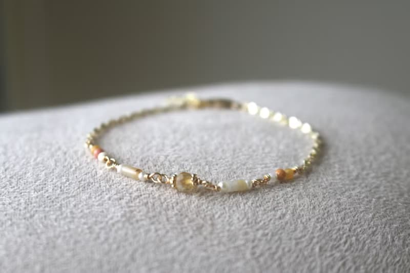 手鍊 黃水晶 珍珠 瑪瑙 - 成就感 -