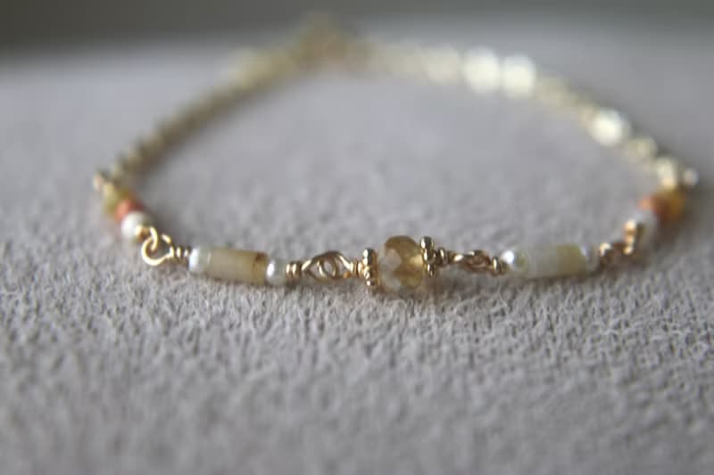 手鍊 黃水晶 珍珠 瑪瑙 - 成就感 -