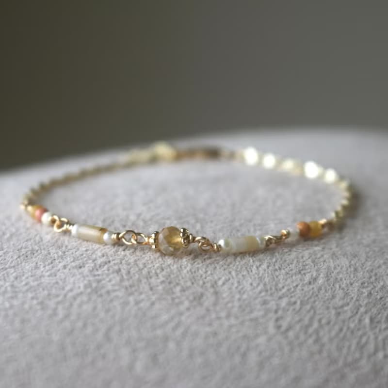 手鍊 黃水晶 珍珠 瑪瑙 - 成就感 -