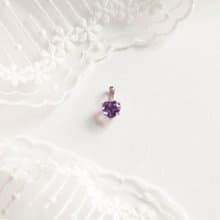 紫水晶 浪漫愛心 2月生日石 夏天 純銀墜飾