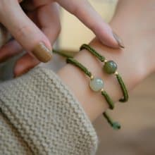 天然和田玉轉運珠/福牌/平安扣手鏈女手串