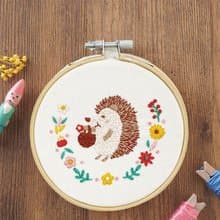 可愛動物刺繡材料套組系列-摘花小刺蝟