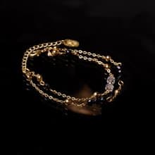 無聲的共鳴 l 黑瑪瑙鐵膽石鏈條手鍊 B0005