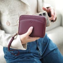 Charm (Beetroot) : Medium Zip Wallet, Short wallet, Cow Leather, Purple