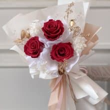 經典紅 三朵玫瑰永生花束
