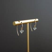 天然清透白水晶 嬌小鑽石形切割 14Kgf 包金 法式耳勾耳環 (6x6)