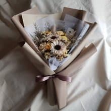 乾燥花蓪草向日葵花束|畢業 祝賀 生日 慶祝 學士帽 |L|粉藍黃紫