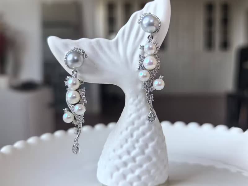 Akoya 天然海水珍珠 真多麻 S925銀 重工 耳環