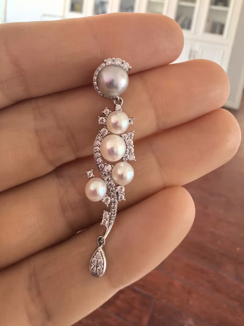 Akoya 天然海水珍珠 真多麻 S925銀 重工 耳環