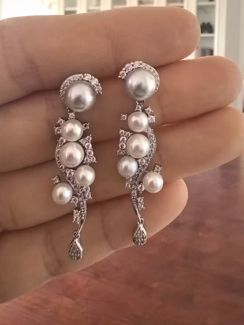 Akoya 天然海水珍珠 真多麻 S925銀 重工 耳環