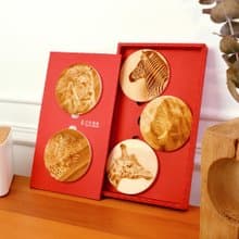 松木杯墊五件組禮盒-非洲動物系列|拜訪新居落成入厝禮物隔熱墊