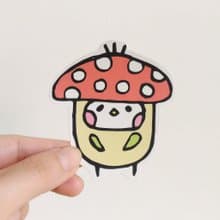 害羞 菇菇 布籽 插畫貼紙 3件組