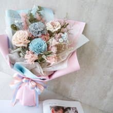 中型乾燥花束【寧靜粉藍】生日花束/結婚登記/告白/畢業花束/七夕
