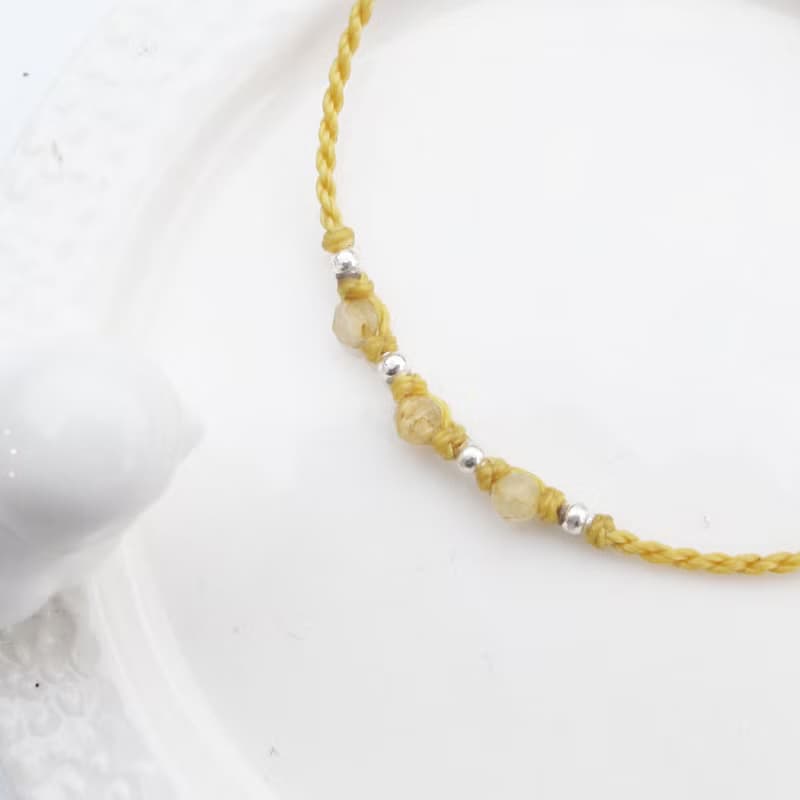 【水晶蠟繩系列】豔陽 |天然鈦晶 正能量極細蠟繩手鍊| 大員囡仔