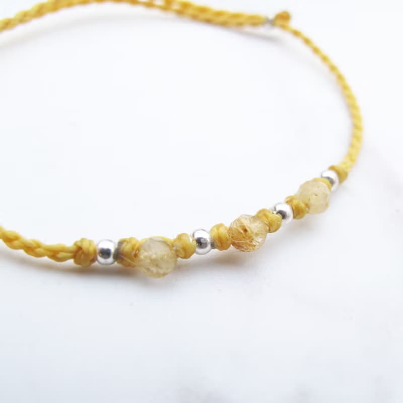 【水晶蠟繩系列】豔陽 |天然鈦晶 正能量極細蠟繩手鍊| 大員囡仔