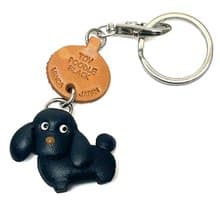トイプードル  ブラック　犬　本革キーホルダー　リードチャーム 　手作り　日本製　VANCA