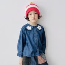 翻領小花朵水洗牛仔外套 / 童裝