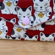 文青風環保筷袋 ~超Q招財貓 迷人紅 收納 手作餐具袋