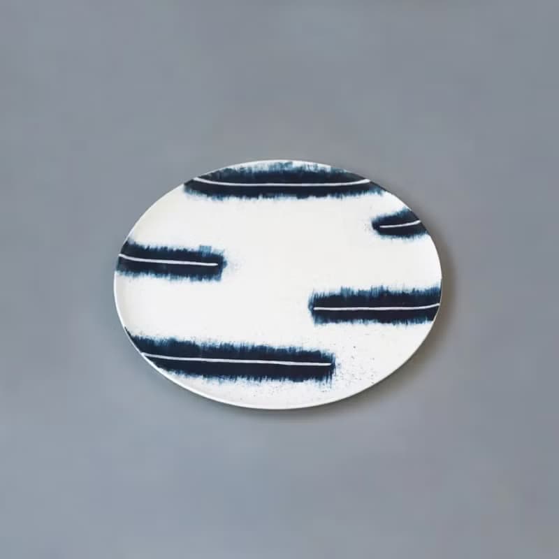 【303select】日本有田燒  吳須染刷毛帶柄碗盤 盤  多尺寸